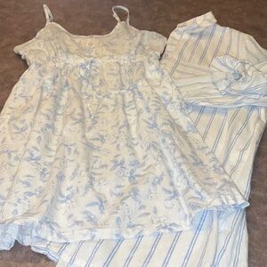La Vie En Rose Light Blue Floral nightie and Striped Shirt set